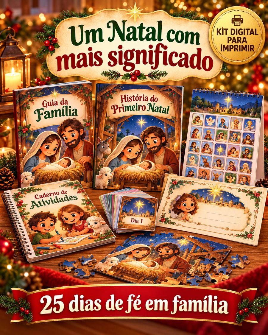 Kit Missão Natal: Guia da Família, livro, calendário, caderno de atividades, cartões e certificado